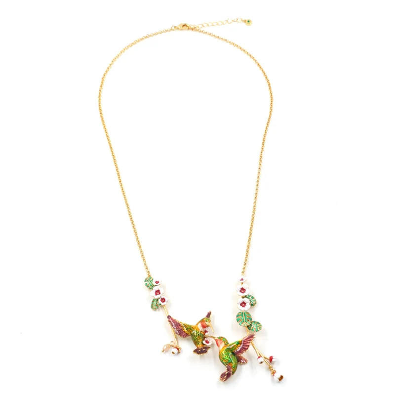 Dubbla kolibrier halsband med weigela hortensis