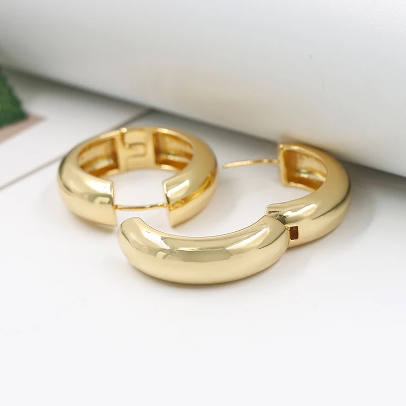 Classic Gold Finish Round Hoop Earrings