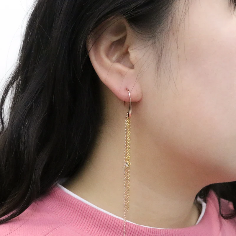 Tassel Chains With Diamond Earrings