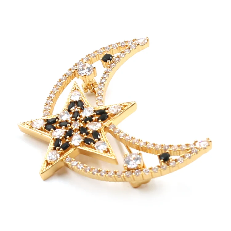 Star Moon Diamond Brosch
